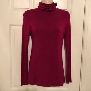 Lightweight deep fuchsia long sleeve turtleneck tee
